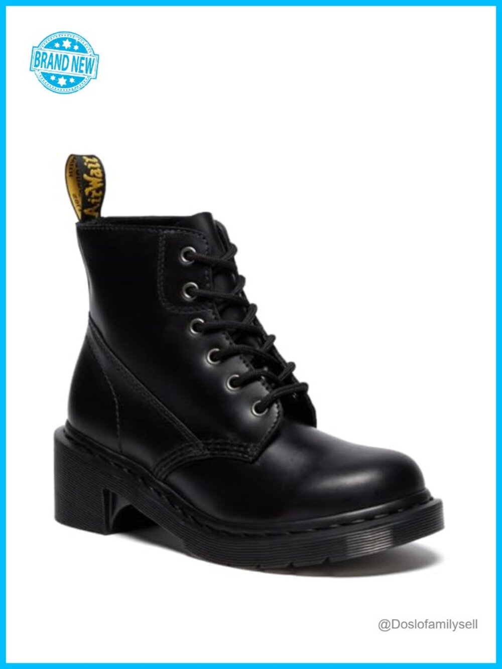 Lace Up Leather Heeled Ankle Boot Combat Style